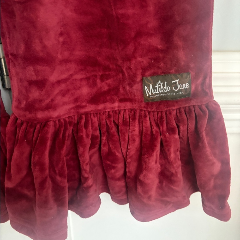 Matilda Jane Elegant burgandy/red Velvet High Waist Ruffle Pants - Picture 2 of 8